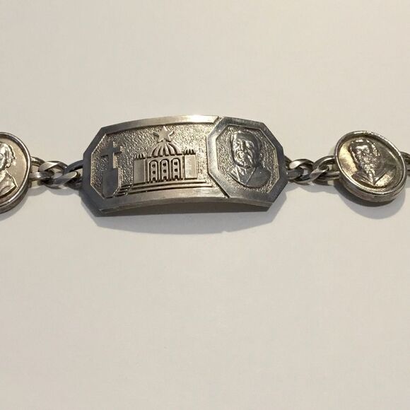 Solid Sterling Silver Religious bracelet 40 grams - Picture 2 of 8